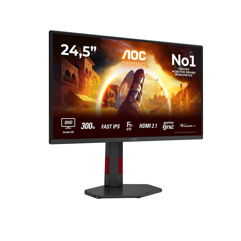 AOC G4 Q25G4SR PC lamekuvar 62,2 cm (24.5″) 2560 x 1440 pikslit Quad HD LED Must, Punane