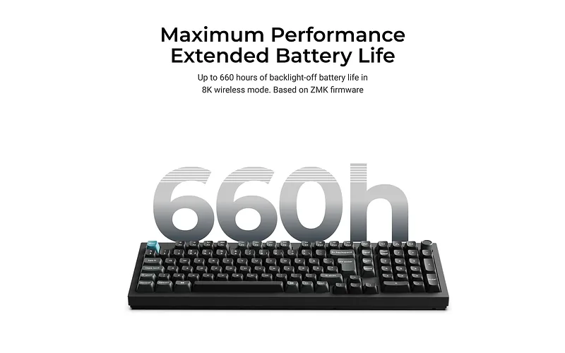 Keychron Q5 Ultra 96% 8K Tri-Mode K POM Brown juhtmevaba mehaaniline klaviatuur, must