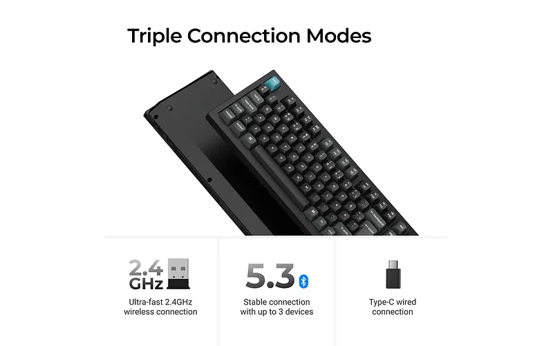 Keychron Q5 Ultra 96% 8K Tri-Mode K POM Brown juhtmevaba mehaaniline klaviatuur, must