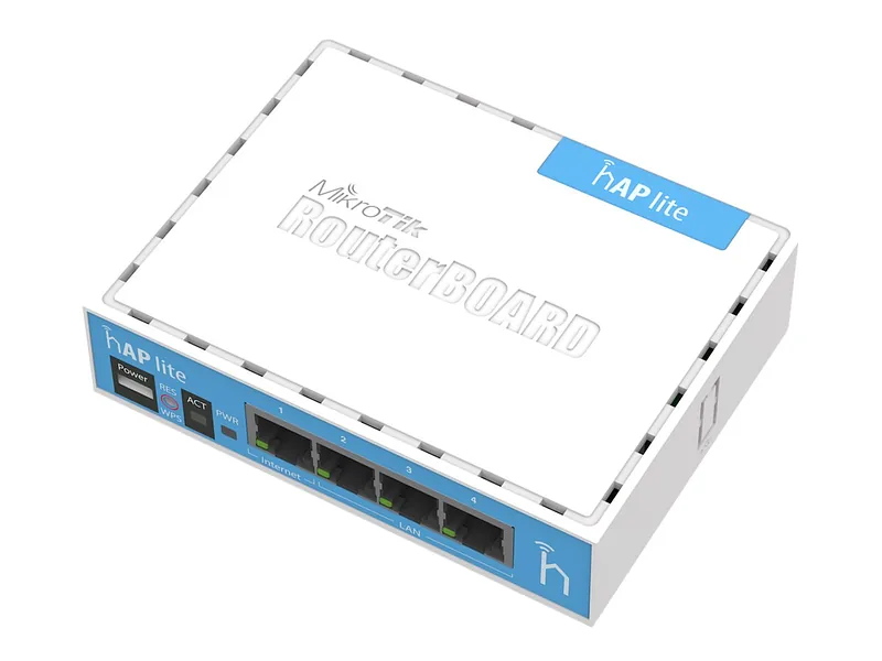 MikroTik, hAP Lite Classic, RB941-2nD, 802.11n, 10/100 Mbit/s, Ethernet LAN (RJ-45) ports 4, Mesh Support No, MU-MiMO No, No mobile broadband, Antenna type Internal, 1xUSB, 12 month(s)
