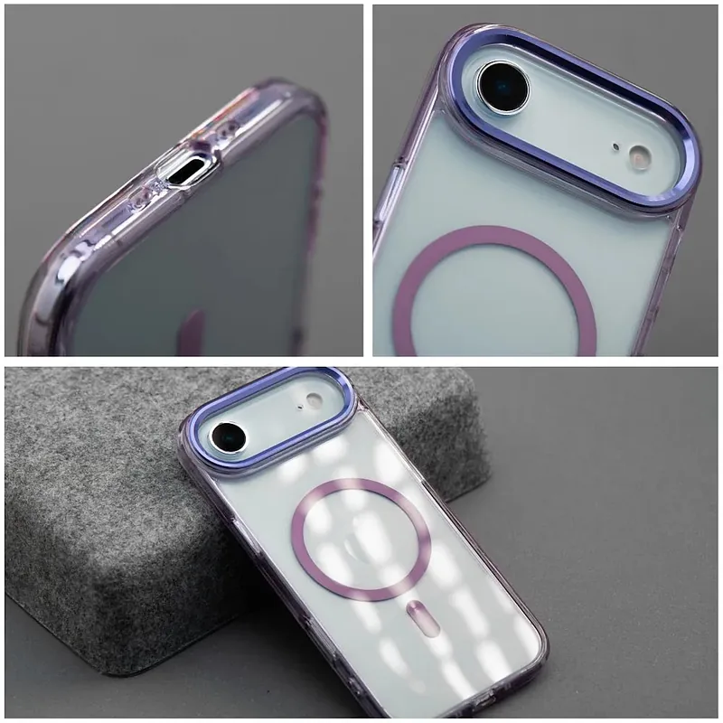 Riff Clear Hybrid Mag Cover back Frame case Apple iPhone 17 Purple