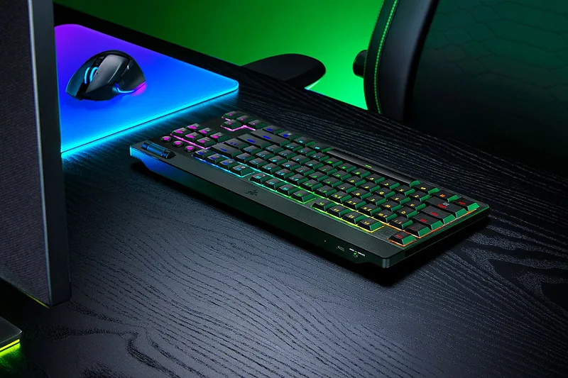 Razer, BlackWidow V4 Low-Profile HyperSpeed, Keyboard, Wireless, US, Bluetooth, Green Switches, Black