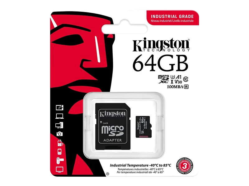 Kingston Technology Industrial 64 GB MicroSDXC UHS-I Klass 10