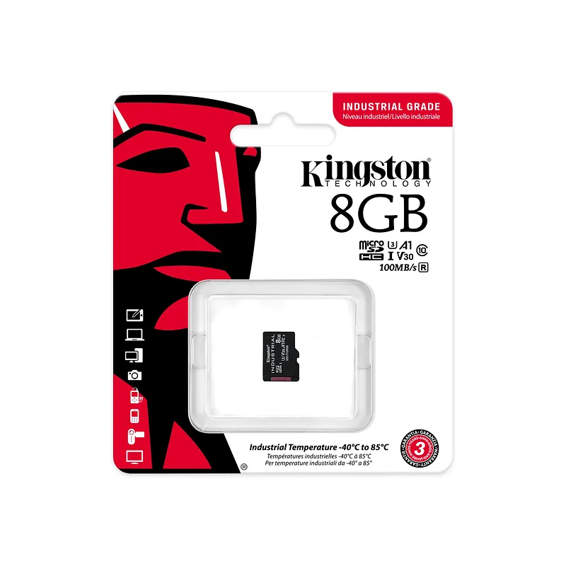 Kingston Technology Industrial 8 GB MicroSDHC UHS-I Klass 10