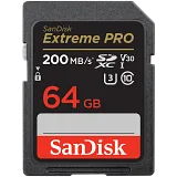 SANDISK Extreme PRO 64GB SDXC Memory Card + 2 years RescuePRO Deluxe up to 200MB/s & 90MB/s Read/Write speeds, UHS-I, Class 10, U3, V30