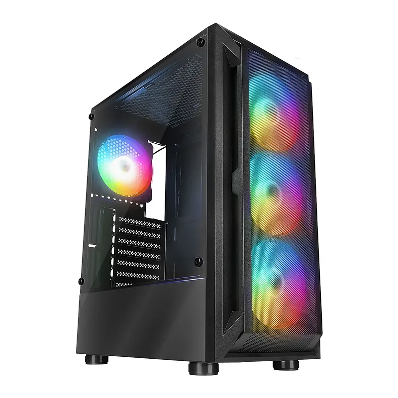 Rampage SHIVA Obudowa PC z oknem 4x wentylator 120mm Rainbow czarna