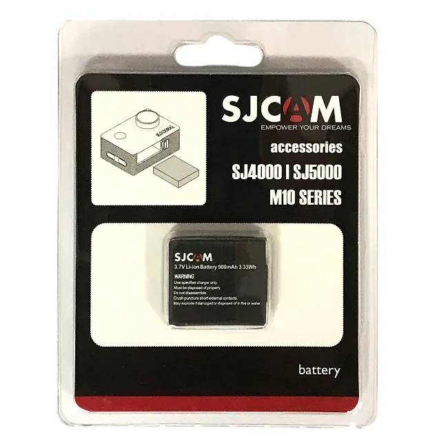 SJCam Original Battery for Action Cameras SJ4000 SJ5000 M10 series 3.7V 900mAh 3.33Wh Li-Ion (EU Blister)