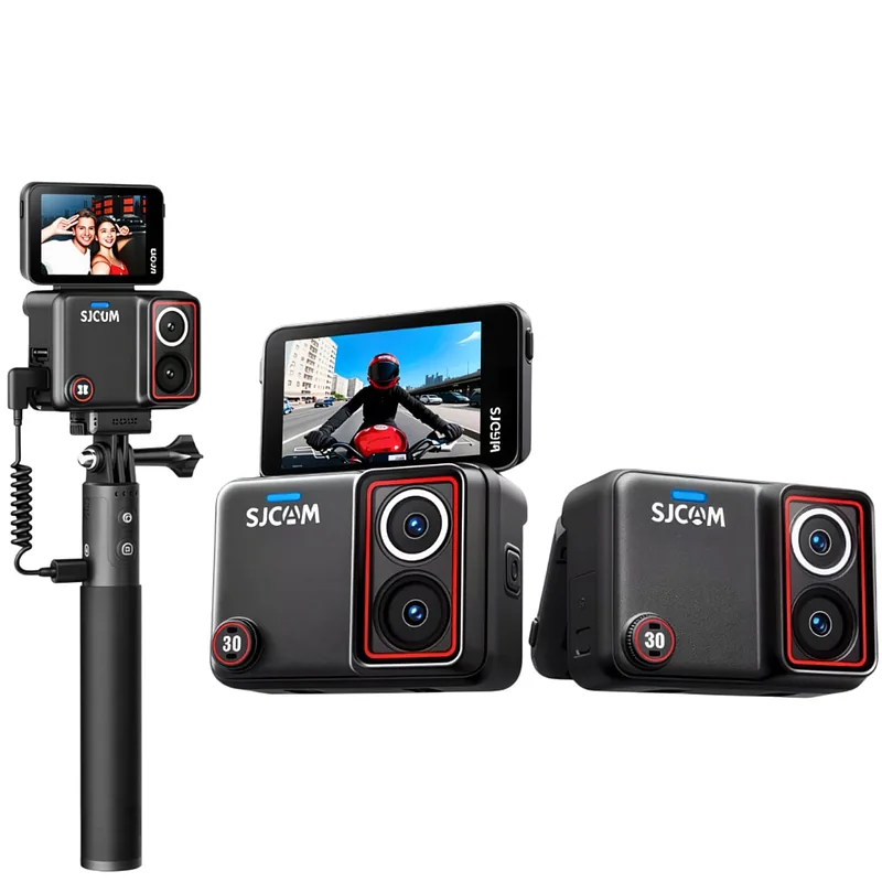 SJCAM SJ30 Dual Lens 8K Camera Rotatable Screen 2.51" 48MP 7h + Selfie stick + accessories