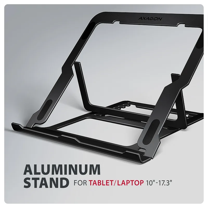 AXAGON STND-LAB stand for laptops and tablets, Adjustable Height, Angle, 10-17.3 “, Maximum weight (capacity) 20 kg, Black