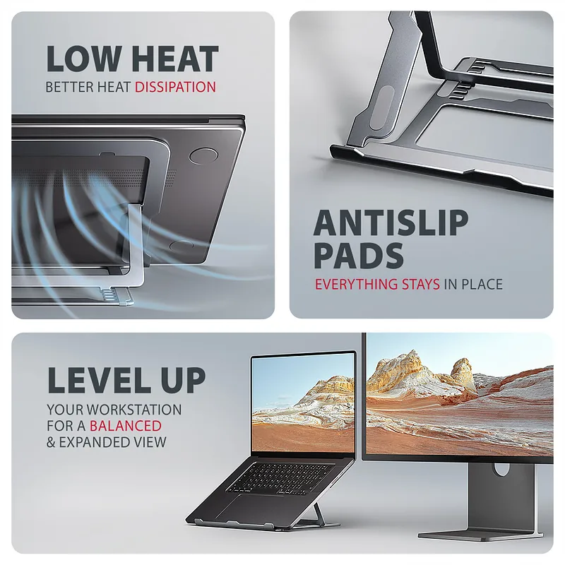 AXAGON STND-LAG stand for laptops and tablets, Adjustable Height, Angle, 10-17.3 “, Maximum weight (capacity) 20 kg, Grey