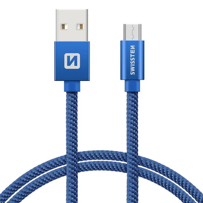 Swissten Textile Quick Charge Universal Micro USB Data and Charging Cable 0.2m