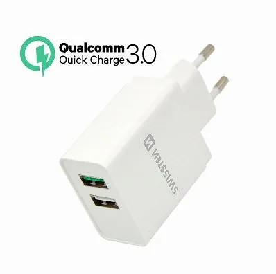 Swissten Travel Charger Qualcomm 3.0 Quick Charge + Smart IC with 2x USB 30W Power