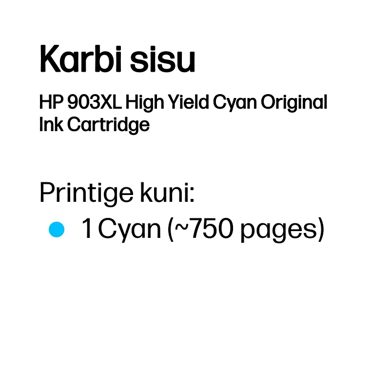 HP 903XL High Yield Cyan Original Ink Cartridge tindikassett 1 tk Tsüaan