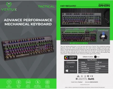 VERTUX Tactical Mechanical Gaming RGB Keyboard