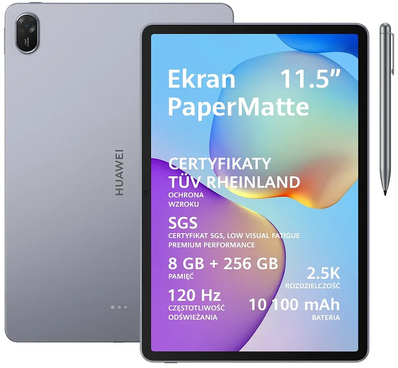 Huawei MatePad 11,5'' 2025 PaperMatte 8/256GB WiFi szary + M-Pen Lite