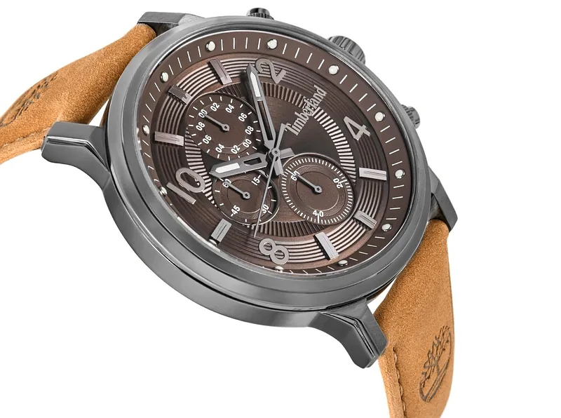 Timberland Driscoll Quartz Chronograph Men’s Watch 46mm Brown Dial Leather Strap