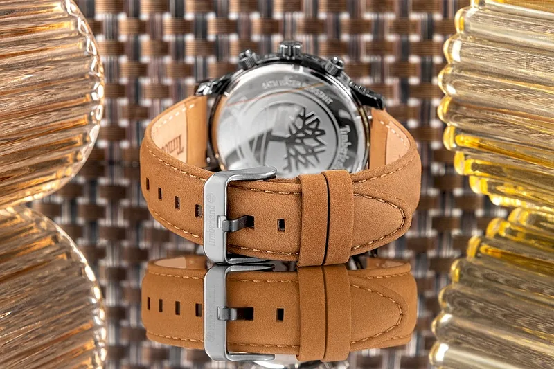 Timberland Driscoll Quartz Chronograph Men’s Watch 46mm Brown Dial Leather Strap