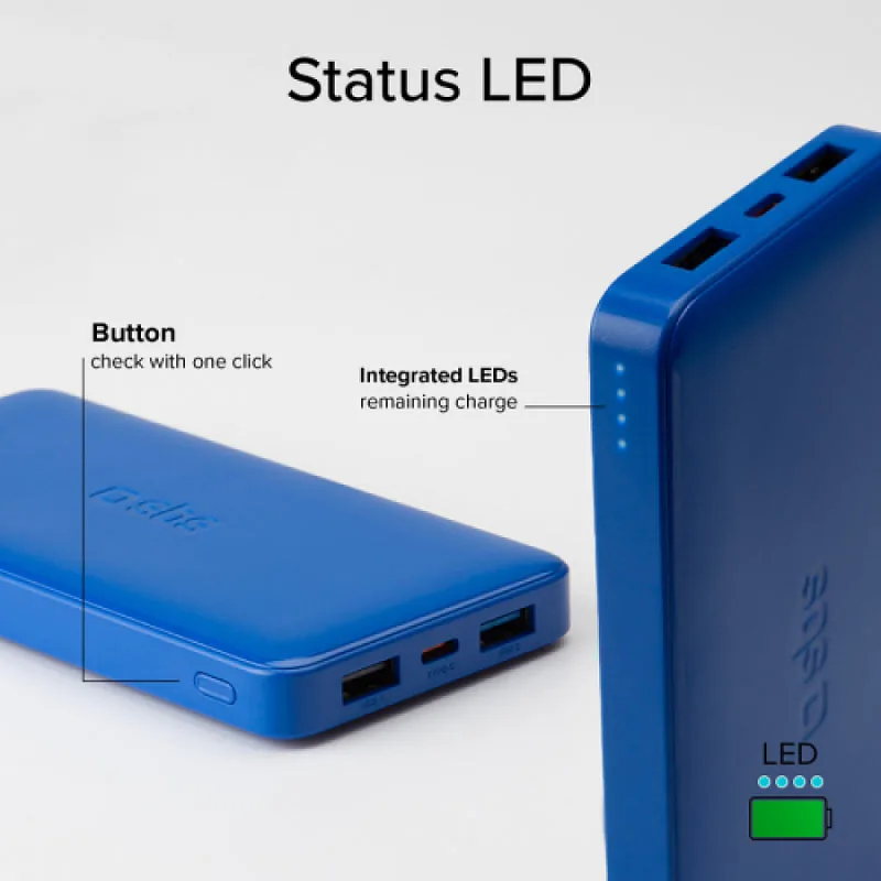 Energy storage SBS 10000mAh 10W Cyan USB 2.1A 10W, USB 1A 5W, USB-C 2.1A