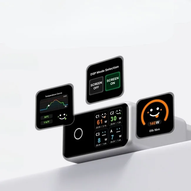 Vention 140W GaN 1x USB-A 3x USB-C + kabel USB-C do USB-C 1m