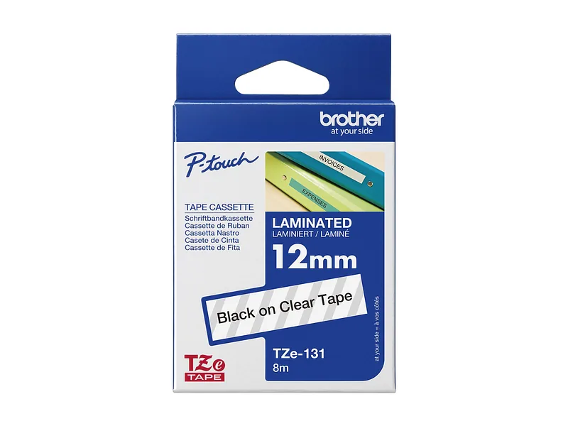Brother, TZe-131 Laminated Tape, Black on Clear, TZe, 8 m, 1.2 cm