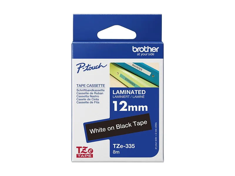 Brother TZE-335 markeerimisteip Valge mustal taustal TZ