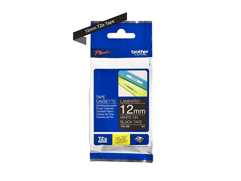 Brother TZE-335 markeerimisteip Valge mustal taustal TZ