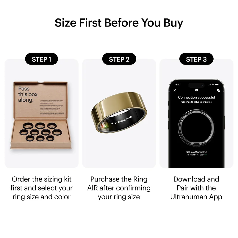 Ultrahuman, Ring Air, Bionic Gold, Size 10, Smart Ring