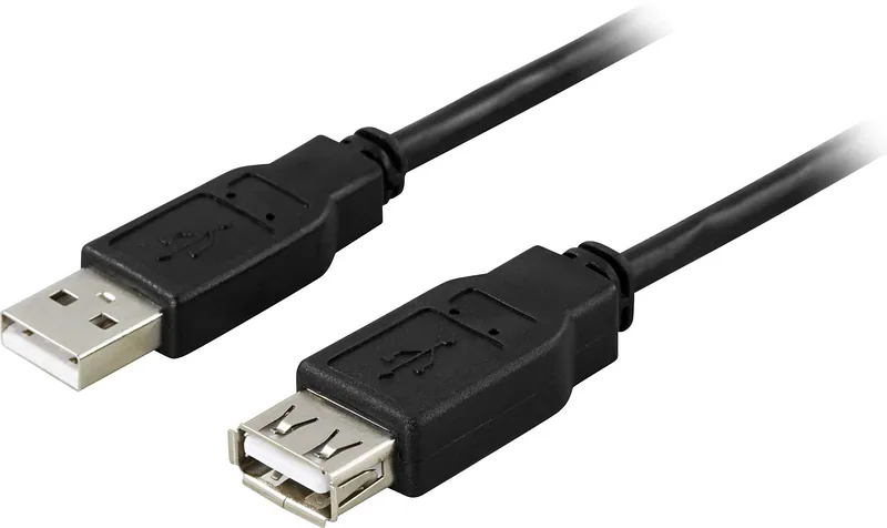 Deltaco USB-A 2.0 to USB-A 0,1m Black