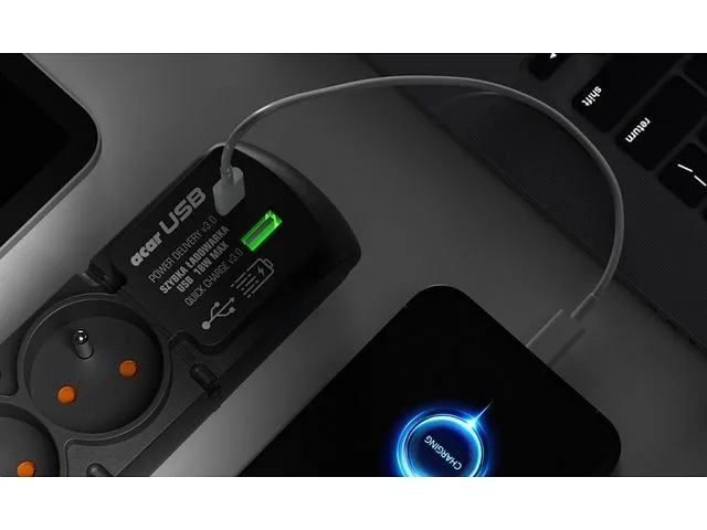 Acar F4 USB PD 3.0 QC 4 gniazda 3m