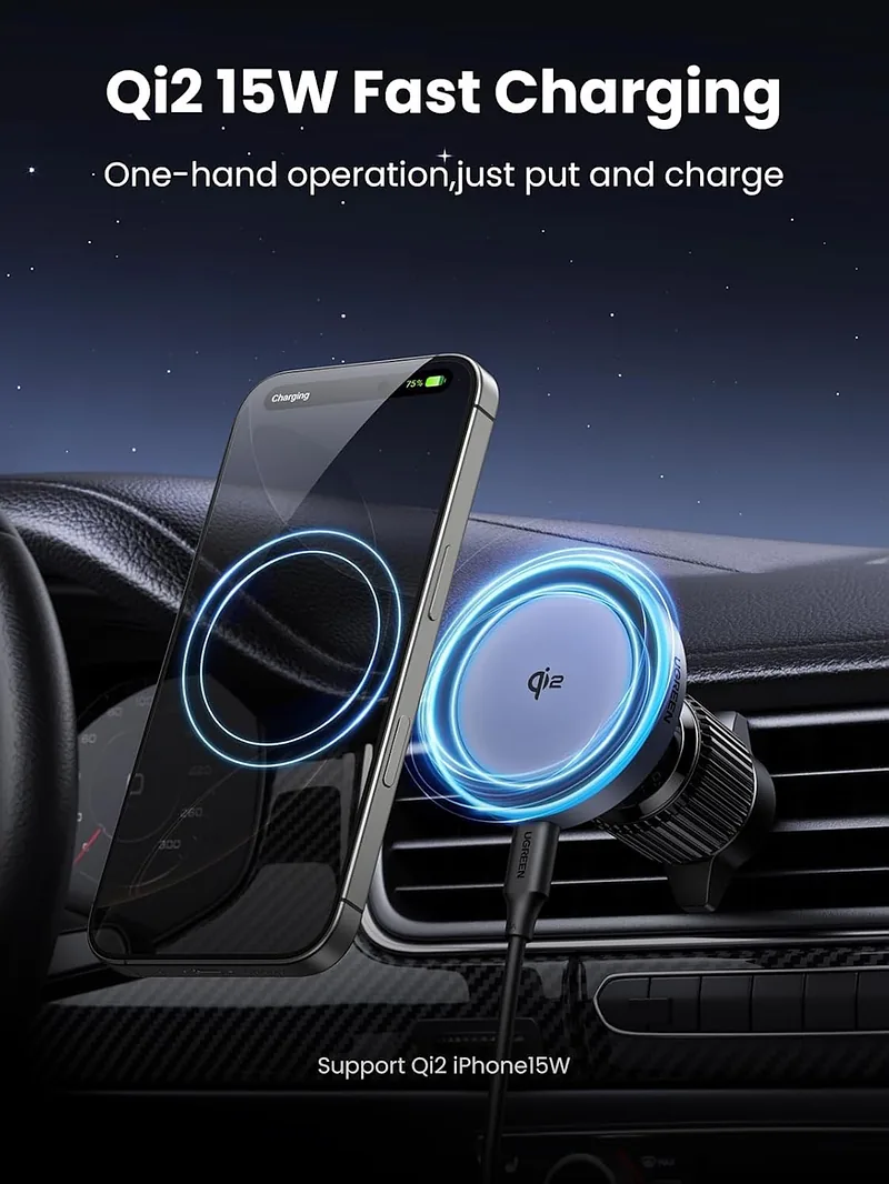 Ugreen W708 MagSafe 15W (35970) magnetic Car charger / holder Black