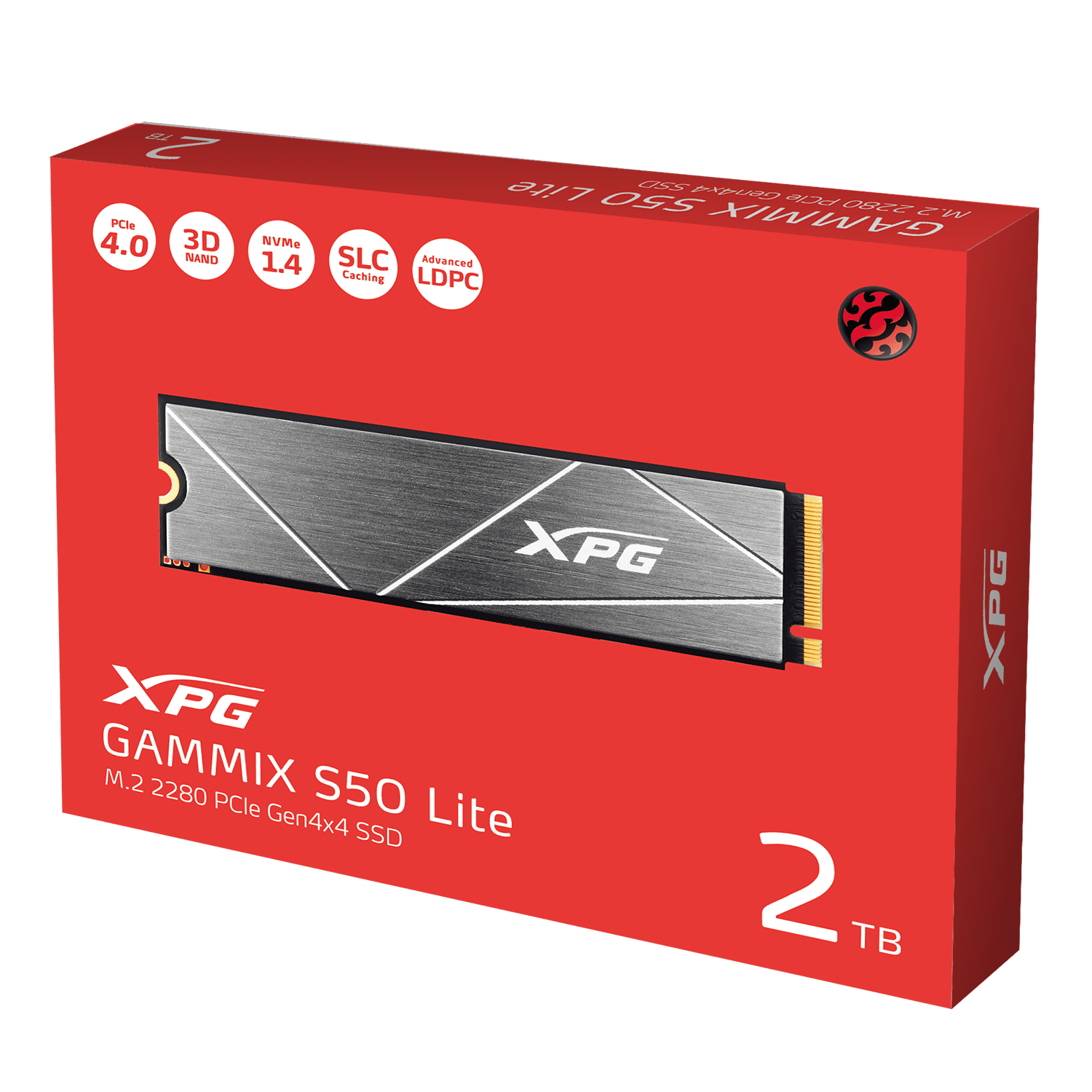 ADATA, XPG GAMMIX S50 Lite, 2000 GB, SSD form factor M.2 2280, Solid-state drive interface PCIe Gen4x4, Read speed 3900 MB/s, Write speed 3200 MB/s