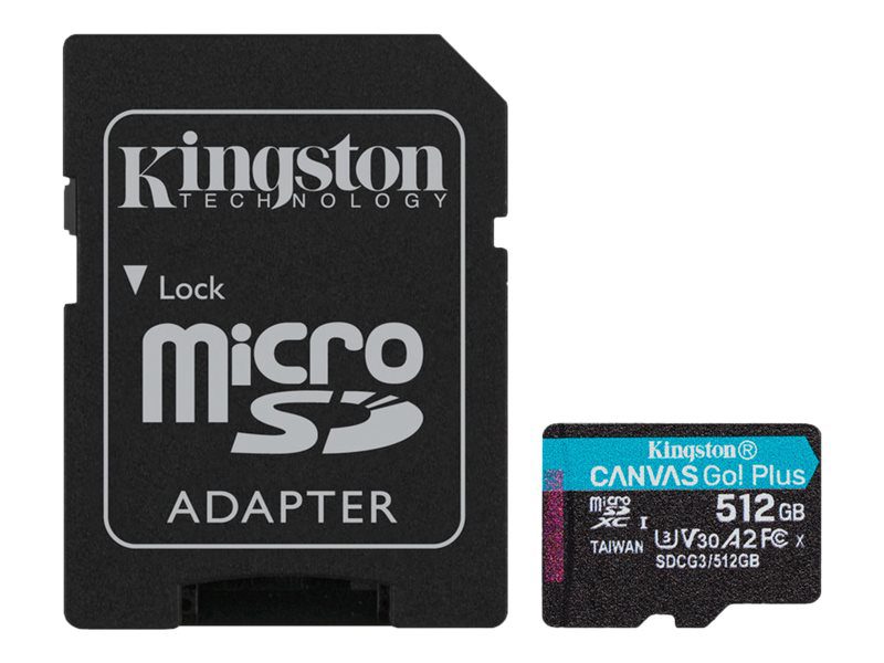 Kingston 512GB microSDXC Canvas Go Plus 170R A2 U3 V30 Card + ADP, EAN: 740617301328