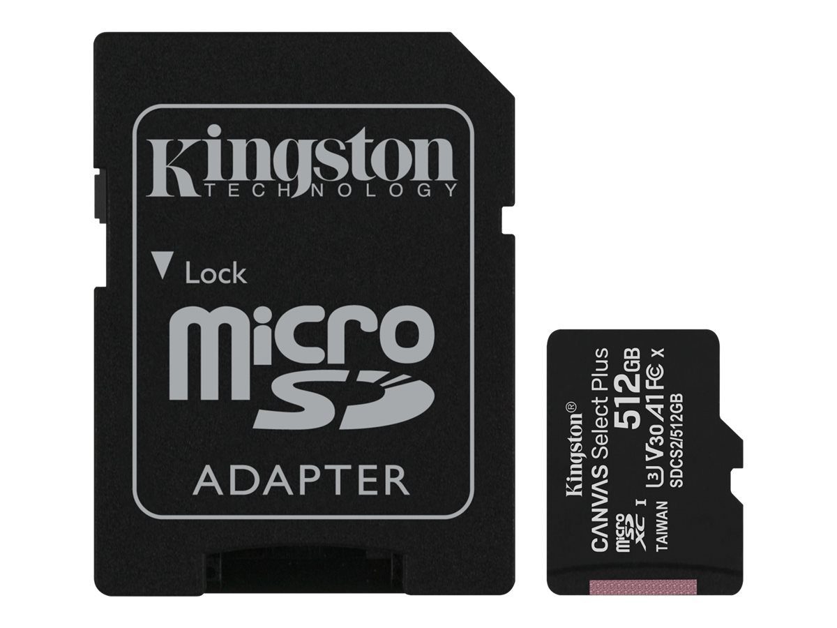 Kingston 512GB micSDXC Canvas Select Plus 100R A1 C10 Card + ADP, EAN: 740617298727