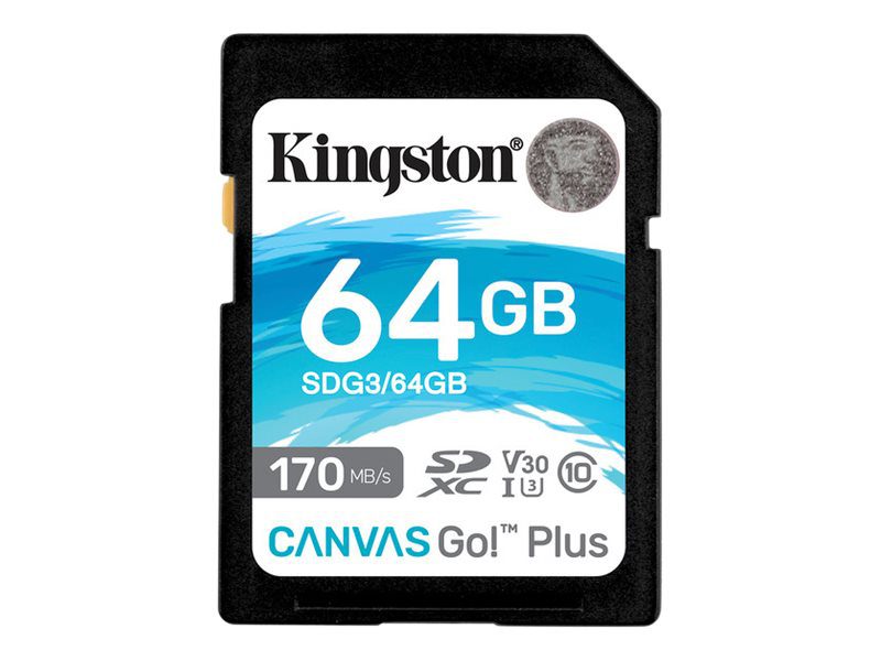 Kingston 64GB SDXC Canvas Go Plus 170R C10 UHS-I U3 V30, EAN: 740617301397