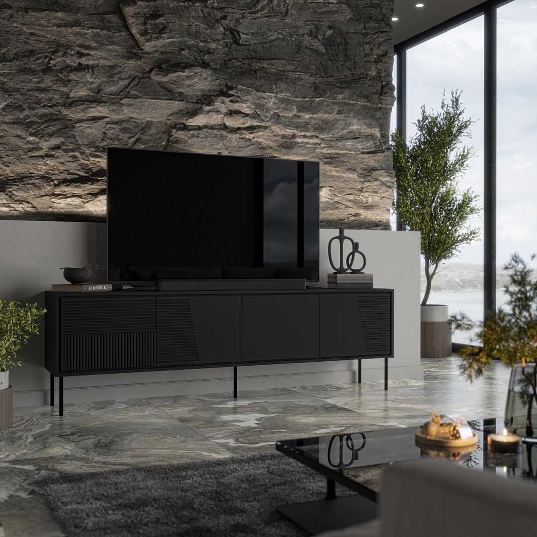 RTV cabinet ABI 4D 200x38x62 black matt