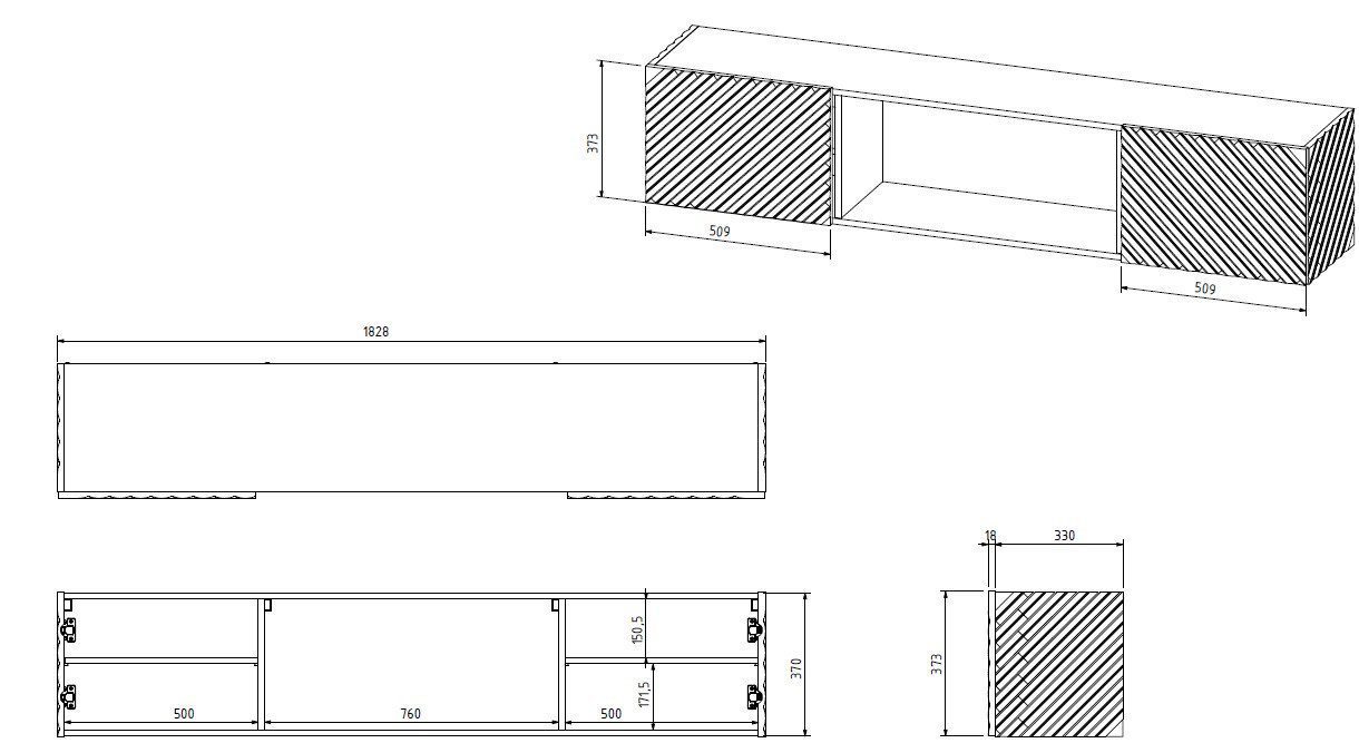 Cama RTV cabinet LARA 183x35x37 white matt + white mantelpiece