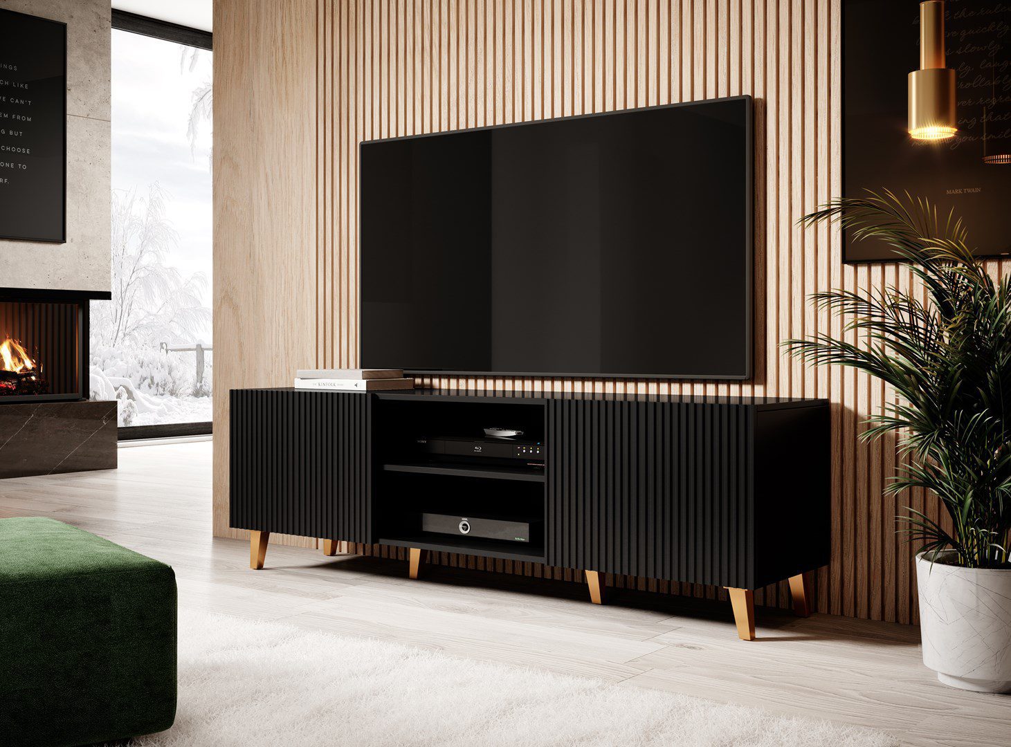 Cama RTV cabinet PAFOS 150x42x52 Black matt