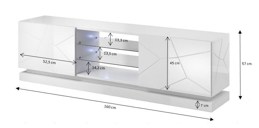 Cama TV cabinet QIU 160 MDF white gloss/white gloss