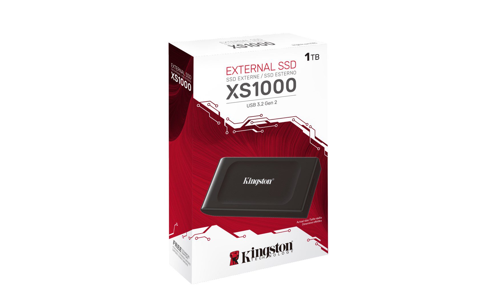 External SSD, KINGSTON, XS1000, 1TB, USB 3.2, Write speed 1000 MBytes/sec, Read speed 1050 MBytes/sec, SXS1000/1000G