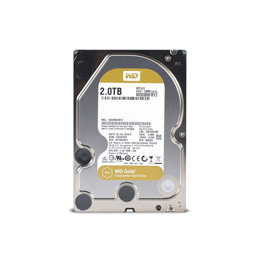 HDD, WESTERN DIGITAL, Gold, 2TB, SATA 3.0, 128 MB, 7200 rpm, 3, 5", WD2005FBYZ