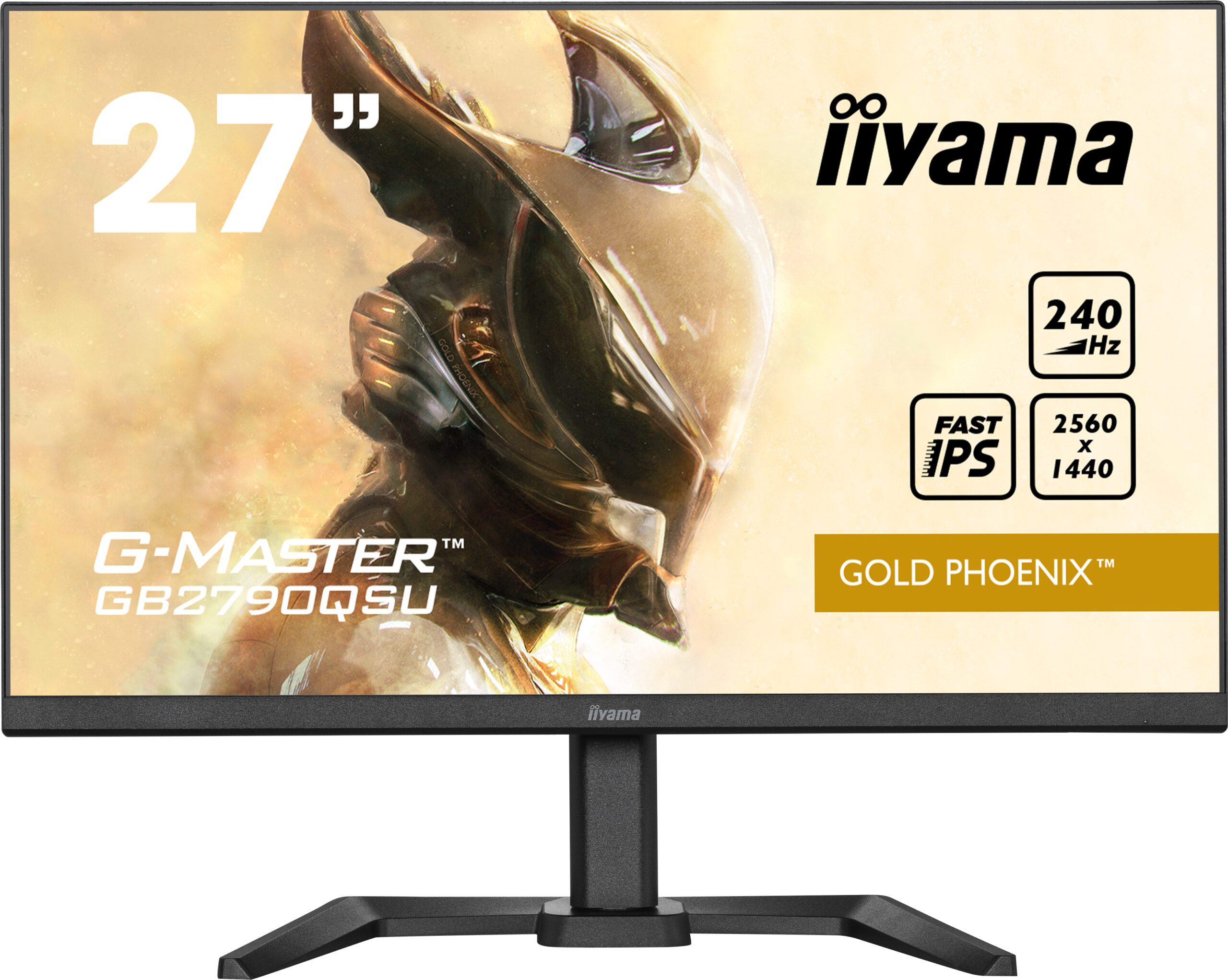 27" ETE Fast IPS Gaming, G-Master Gold Phoenix, FreeSync Premium, 2560x1440@240Hz, 400cd/m², 1000:1, HDMI, DisplayPort, 1ms (GtG), Speakers, USB-HUB (2x 3.0), HDR400, Black Tuner, 15cm Height Adj. Stand