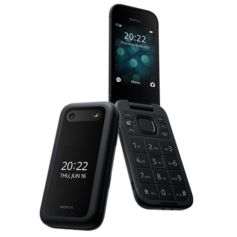 Nokia, 2660 Flip, Yes, Unisoc, Black, 2.8 ", TFT LCD, 0 GB, Dual SIM, Nano-SIM, Bluetooth, 4.2, Main camera 0.3 MP, 1450  mAh