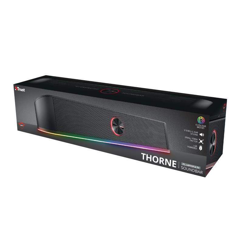 TRUST Speaker, GXT 619 Thorne RGB Illuminated, 1xStereo jack 3.5mm, Black, 24007