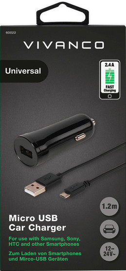 Vivanco  autolaadija USB 2.4A 1, 2m (60022)