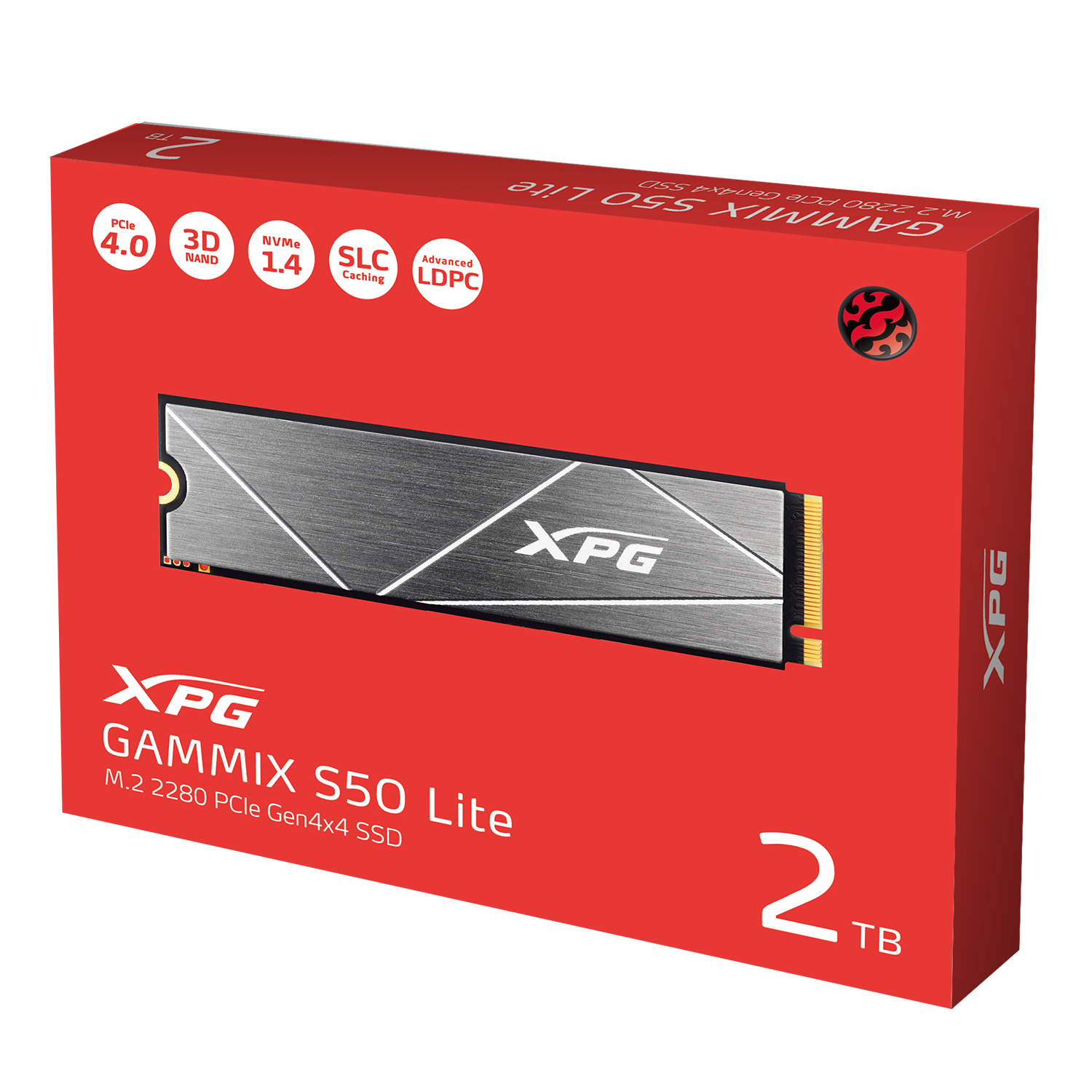 ADATA, XPG GAMMIX S50 Lite, 2000 GB, SSD form factor M.2 2280, SSD interface PCIe Gen4x4, Read speed 3900 MB/s, Write speed 3200 MB/s