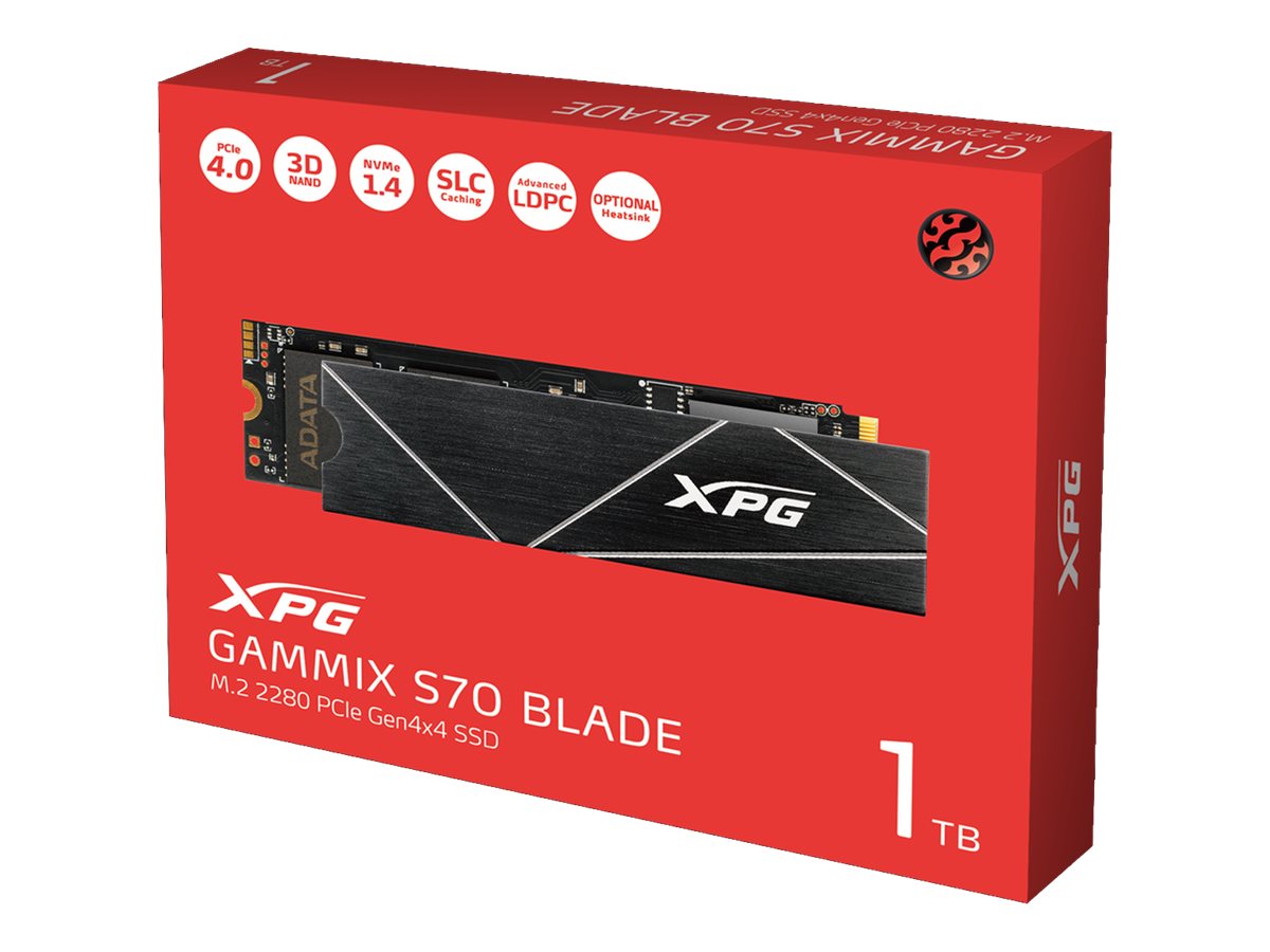 ADATA, XPG Gammix S70 BLADE, 1000 GB, SSD form factor M.2 2280, SSD interface  PCIe Gen4x4, Read speed 7400 MB/s, Write speed 6400 MB/s