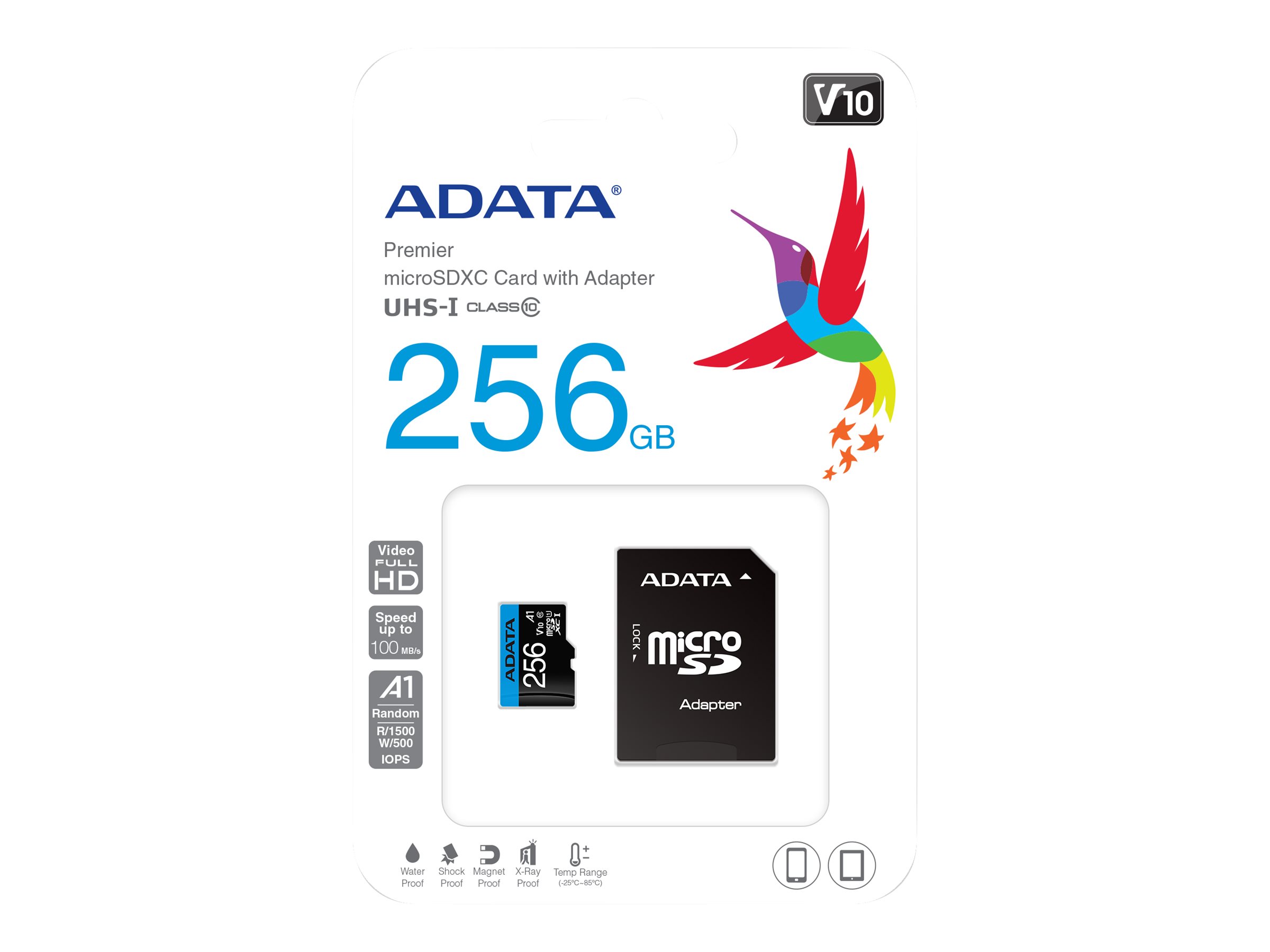 ADATA MÄLUKAART MICRO SDXC 256GB W/AD./AUSDX256GUICL10A1-RA1