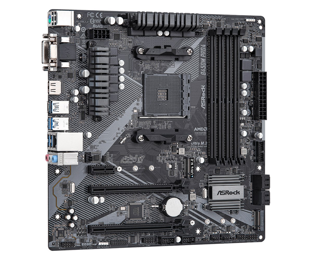 Asrock B450M Pro4 R2.0 AMD B450 Socket AM4 micro ATX