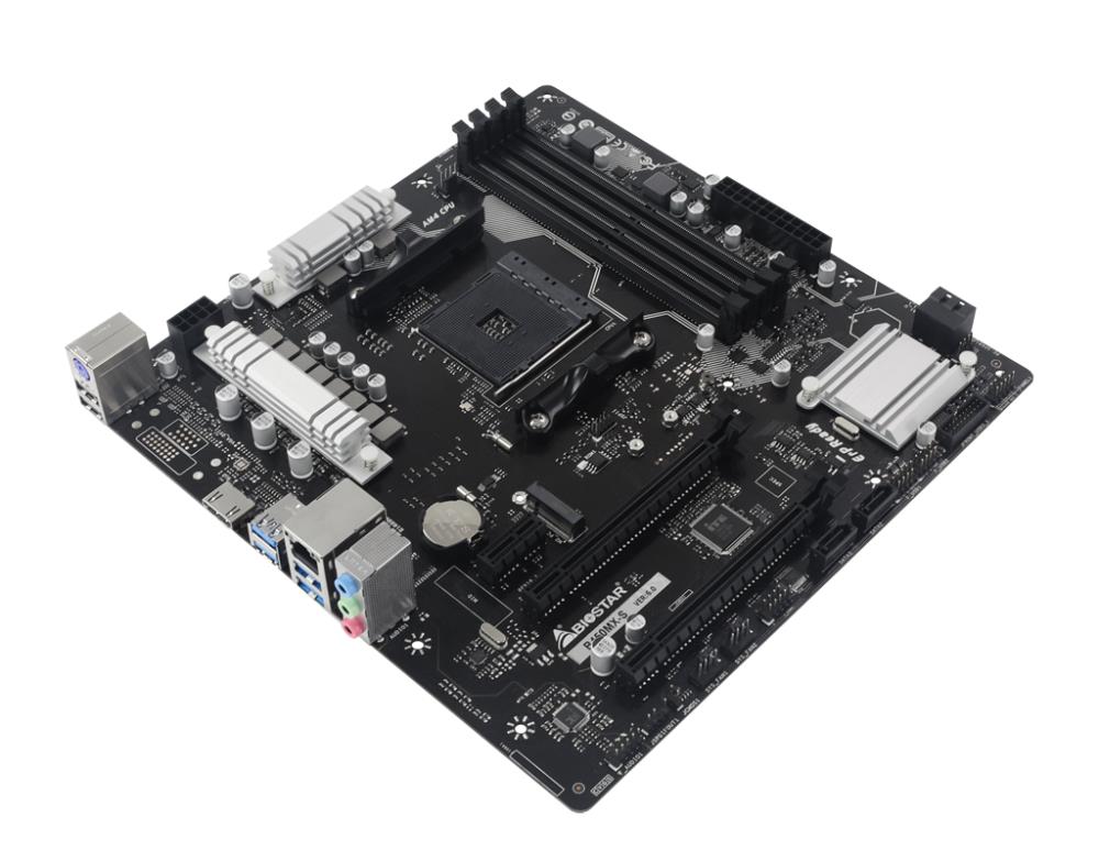 BIOSTAR Mainboard, AMD B450, SAM4, Micro-ATX, Memory DDR4, Memory slots 4, 1xPCI-Express 2.0 1x, 1xPCI-Express 2.0 16x, 1xPCI-Express 3.0 16x, 1xM.2, 1xHDMI, 2xUSB 2.0, 4xUSB 3.2, 1xPS/2, 1xRJ45, 3xAudio port, B450MX-S