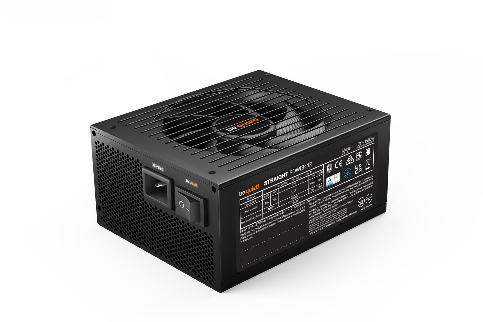 BE QUIET Toiteplokk, 1500 W, Peak Power 1570 W,  80 PLUS PLATINIUM, PFC Active, MTBF 100000 hours, BN340